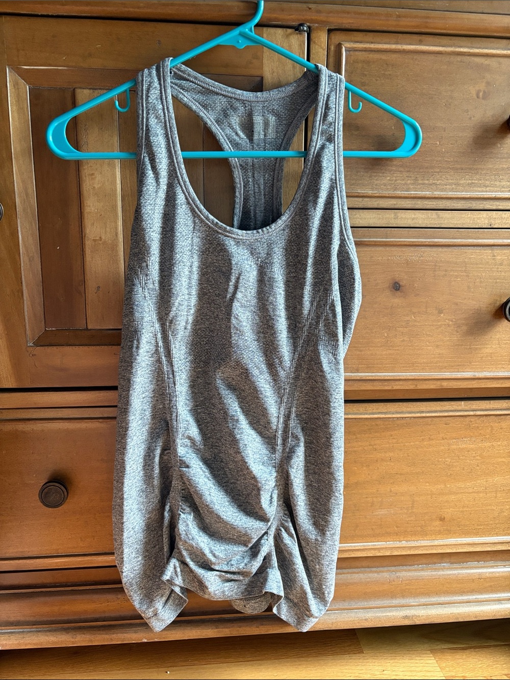 Athleta Heather Gray Racerback Tank with Front Ruched Detail